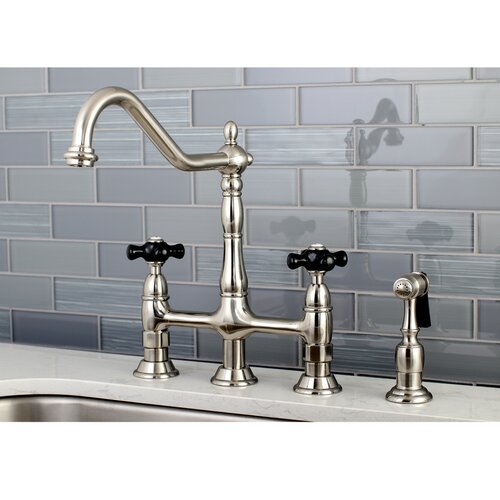 Kingston Brass Duchess Bridge Faucet With Side Sprayer Reviews Wayfair   Duchess Bridge Faucet With Side Sprayer 